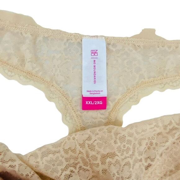 No Boundaries Women's Mock Split Lace Thong LT Cappuccino XXL NEW - Picture 3 of 5